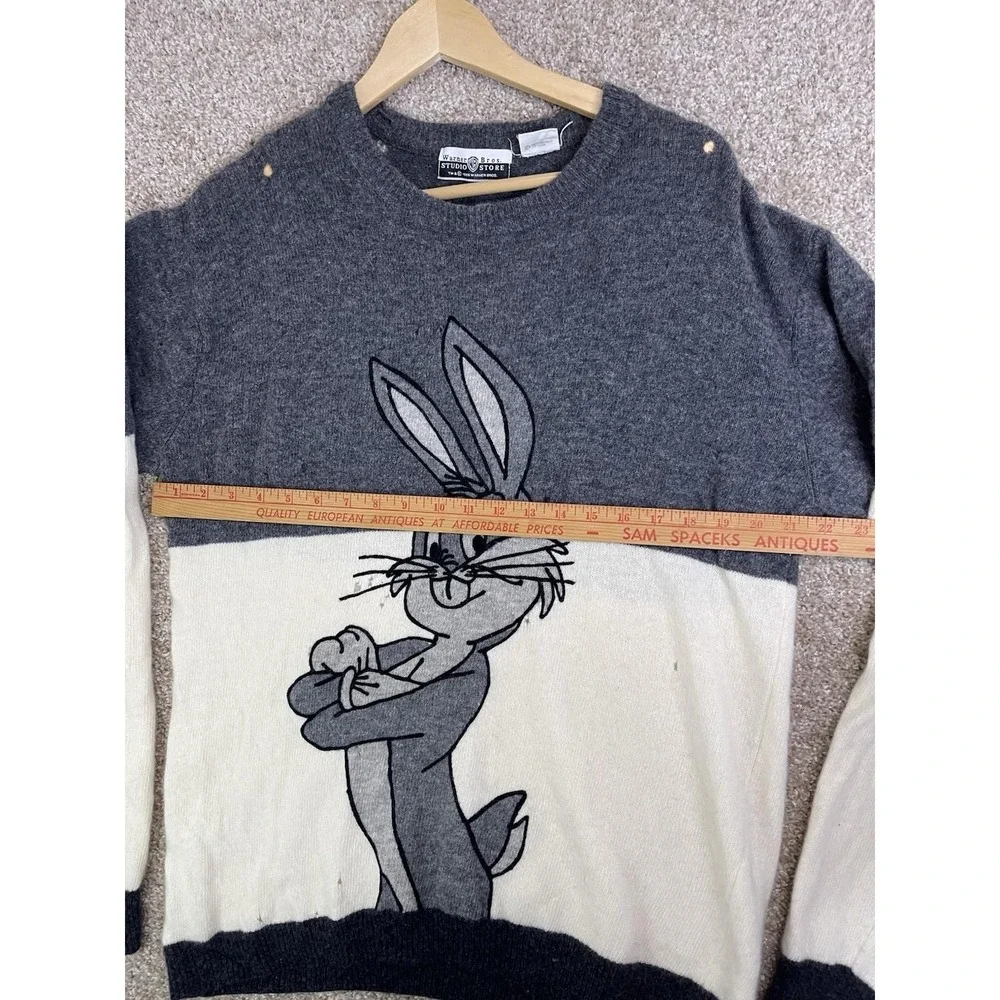 Vintage 1998 Warner Bros Bugs Bunny 100% Lambswool Pullover Sweater Large Tears